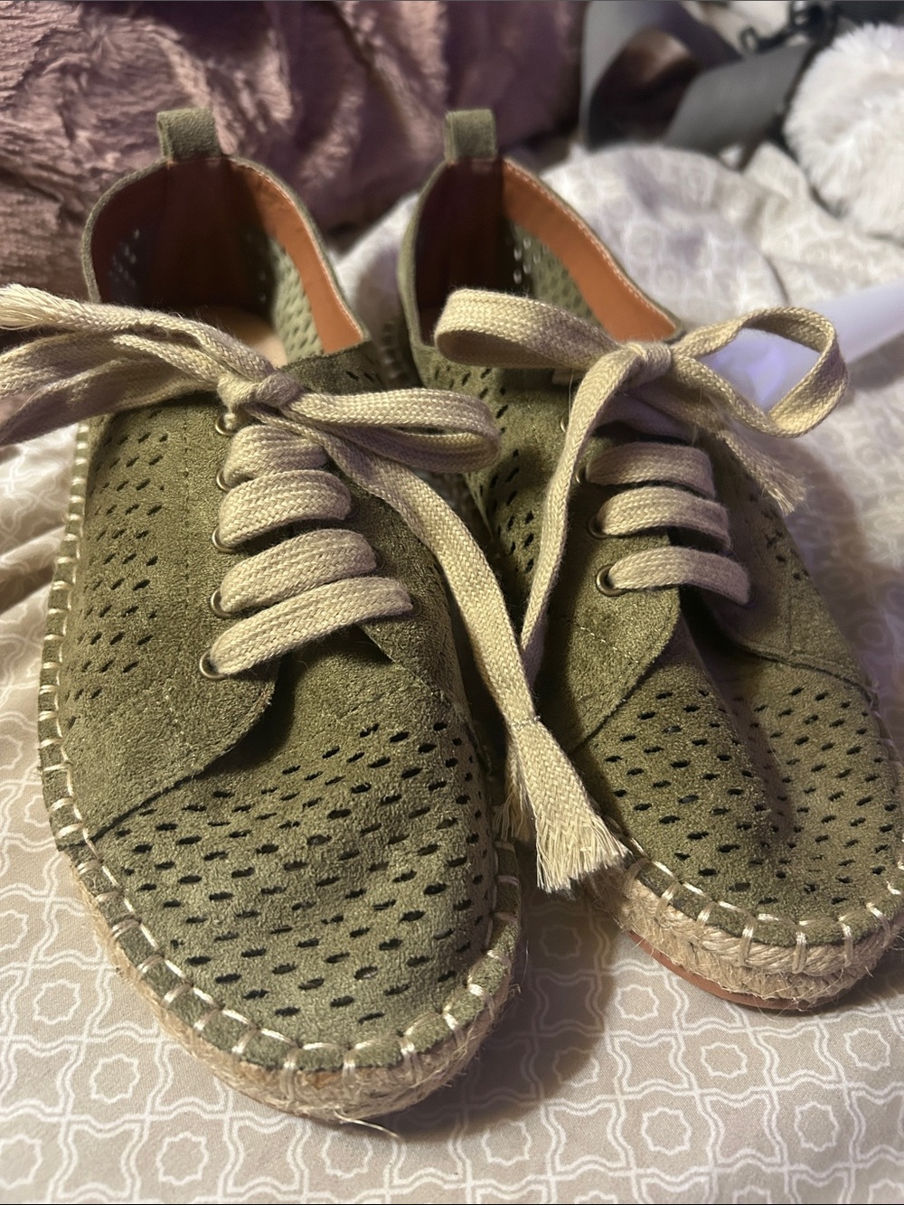 Vegan leather miracle mile mi.im  Olive Suede Lace-Up Espadrille Sneakers